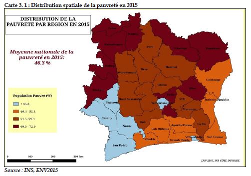 Côte dIvoire Plus de la moitié de la population est pauvre dans 22